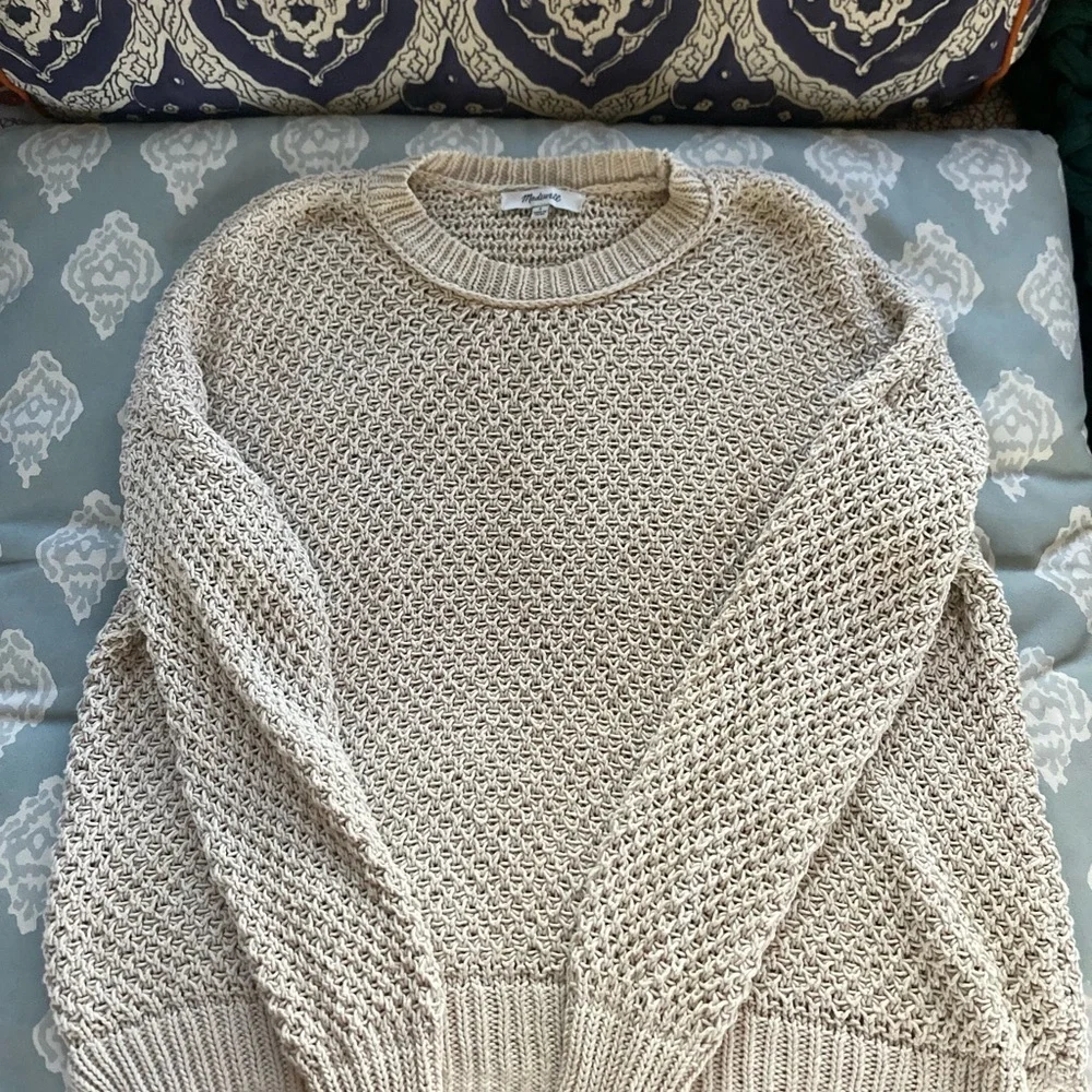 Madewell cream knit cotton size medium sweater
